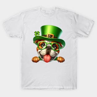 St Patricks Day Peeking Bulldog T-Shirt